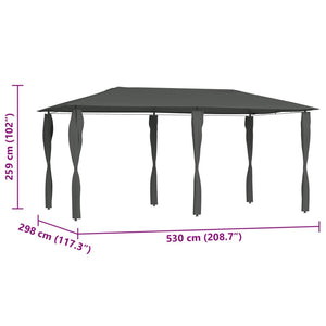 vidaXL Gazebo with Post Covers 2.98x5.3x2.59 m Anthracite 160 g/m²