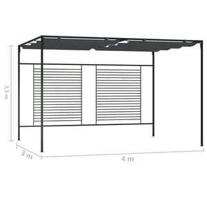 vidaXL Gazebo with Retractable Roof 4x3x2.3 m Anthracite 180 g/m²