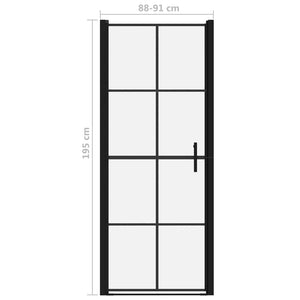vidaXL Shower Door Tempered Glass 91x195 cm Black
