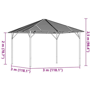 vidaXL Gazebo with Roof 3x3 m Anthracite