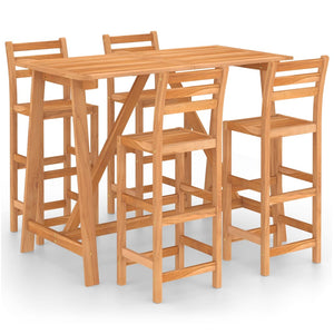 vidaXL 5 Piece Outdoor Bar Set Solid Acacia Wood