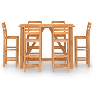 vidaXL 7 Piece Outdoor Bar Set Solid Acacia Wood