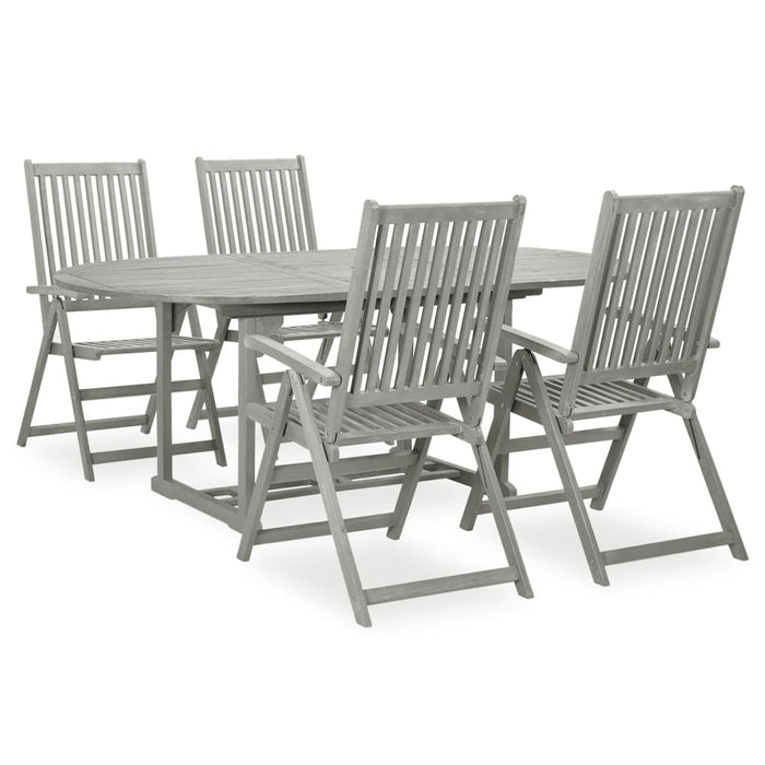 vidaXL 5 Piece Garden Dining Set Solid Acacia Wood Grey