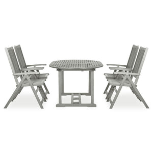 vidaXL 5 Piece Garden Dining Set Solid Acacia Wood Grey