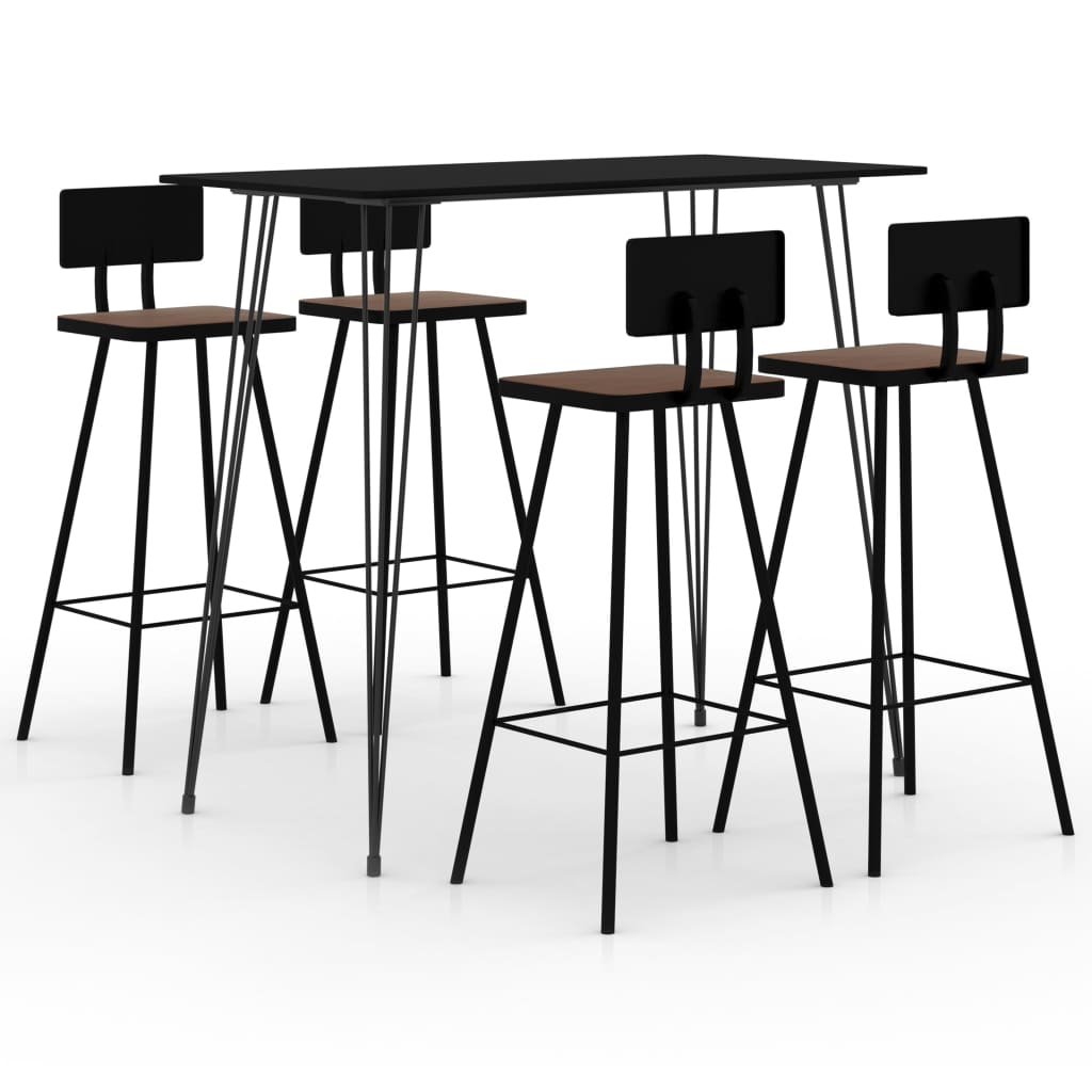 vidaXL 5 Piece Bar Set Black