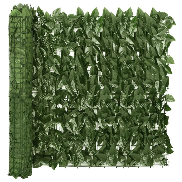 vidaXL Balcony Screen with Dark Green Leaves 400x75 cm