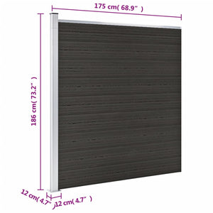 vidaXL Fence Panel WPC 175x186 cm Black