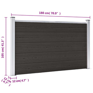 vidaXL Fence Panel WPC 180x105 cm Black