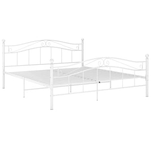 vidaXL Bed Frame without Mattress White Metal 180x200 cm Super King