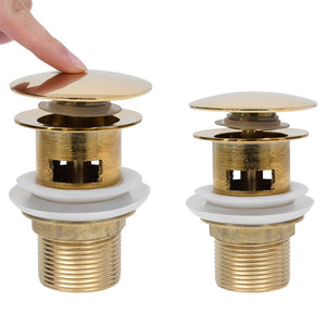 vidaXL Push Drain with Overflow Function Gold 6.4x6.4x9.1 cm