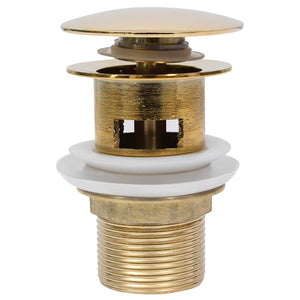 vidaXL Push Drain with Overflow Function Gold 6.4x6.4x9.1 cm