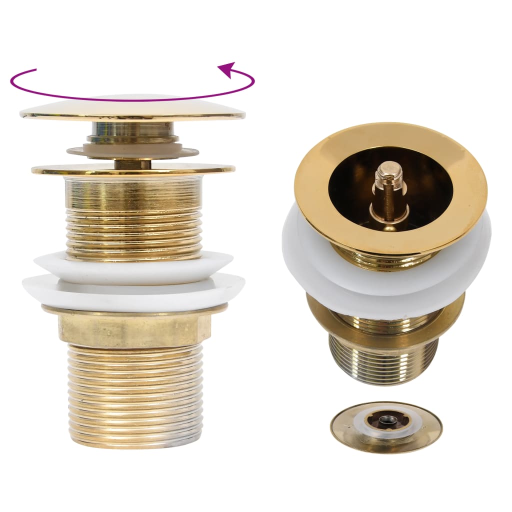 vidaXL Push Drain without Overflow Function Gold 6.4x6.4x9.1 cm