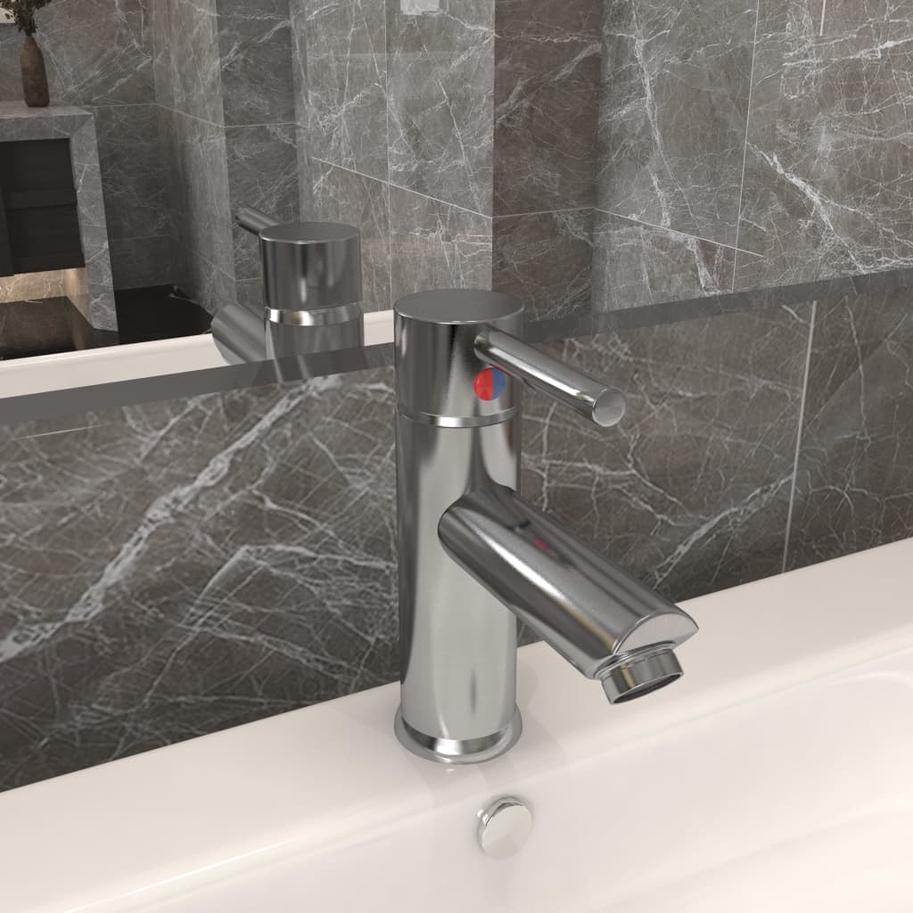 vidaXL Bathroom Basin Faucet Silver 130x176 mm