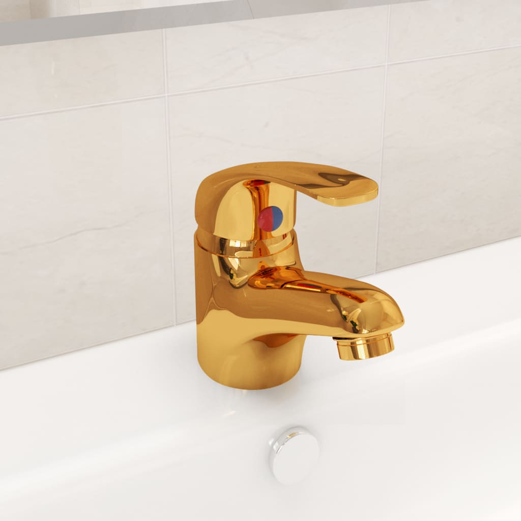 vidaXL Basin Mixer Tap Gold 13x10 cm