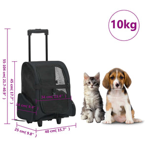 vidaXL Foldable Multipurpose Pet Trolley Black