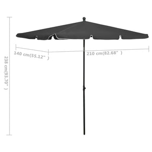 vidaXL Garden Parasol with Pole 210x140 cm Anthracite