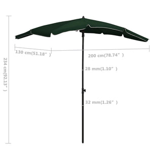 vidaXL Garden Parasol with Pole 200x130 cm Green