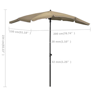 vidaXL Garden Parasol with Pole 200x130 cm Taupe