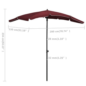 vidaXL Garden Parasol with Pole 200x130 cm Bordeaux Red