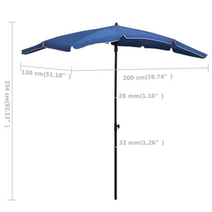 vidaXL Garden Parasol with Pole 200x130 cm Azure Blue