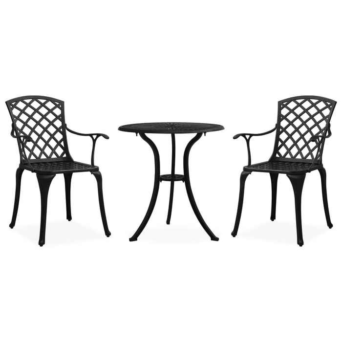 vidaXL 3 Piece Bistro Set Cast Aluminium Black