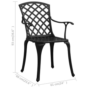 vidaXL 3 Piece Bistro Set Cast Aluminium Black