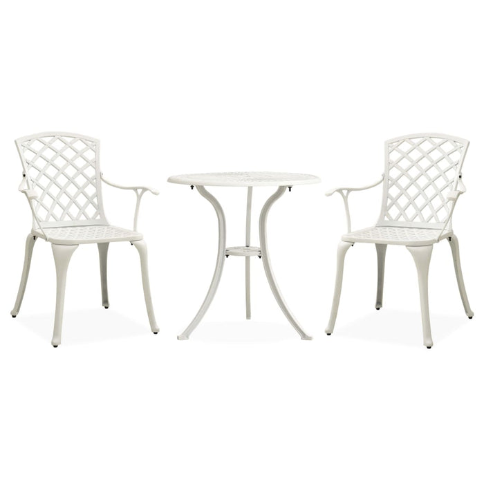 vidaXL 3 Piece Bistro Set Cast Aluminium White