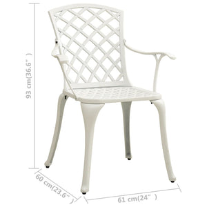 vidaXL 3 Piece Bistro Set Cast Aluminium White