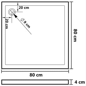 vidaXL Shower Base Tray with Dots White 80x80x4 cm ABS