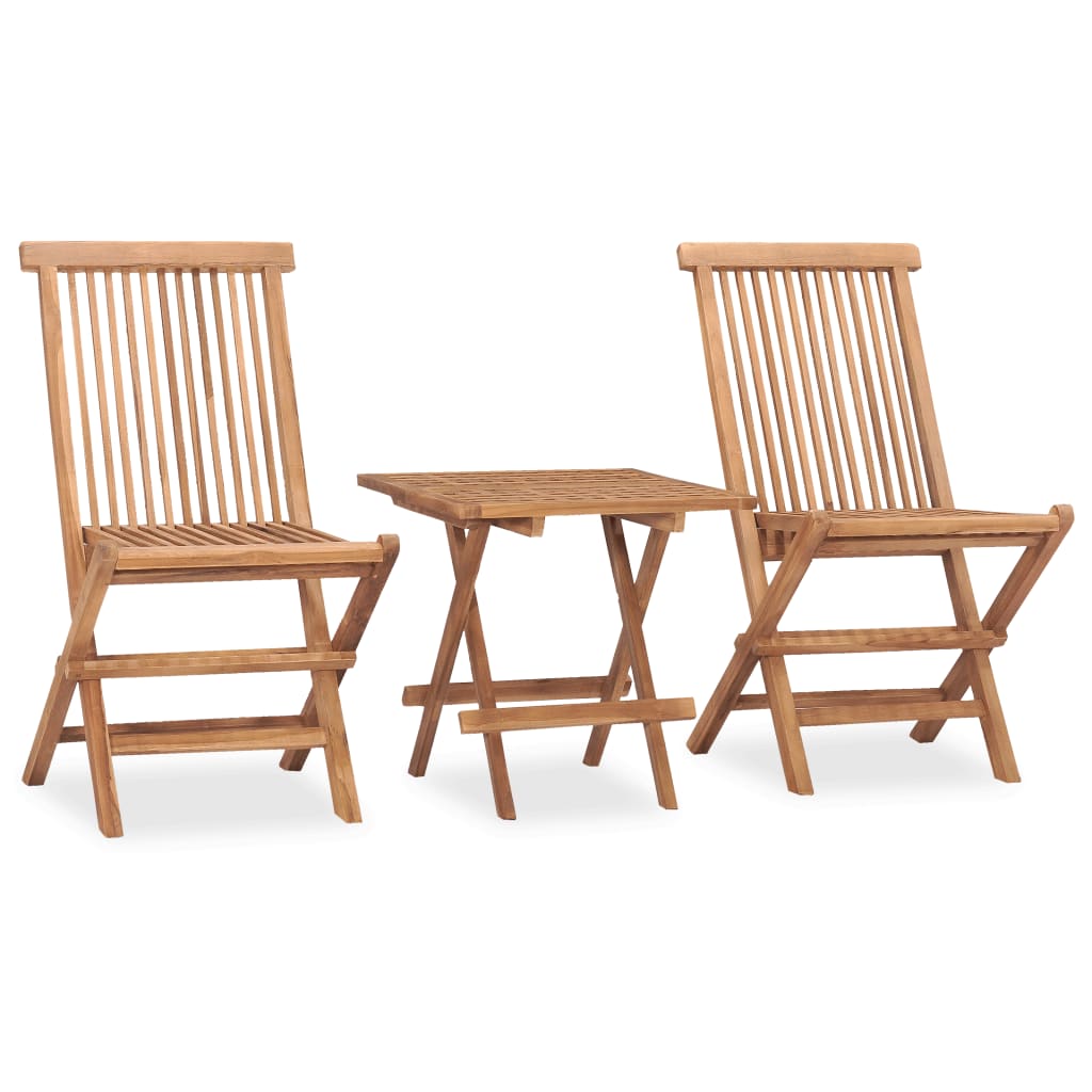 vidaXL 3 Piece Folding Outdoor Dining Set Solid Teak Wood