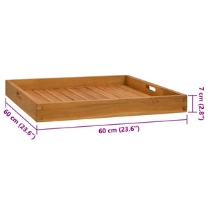 vidaXL Serving Tray 60x60 cm Solid Teak Wood