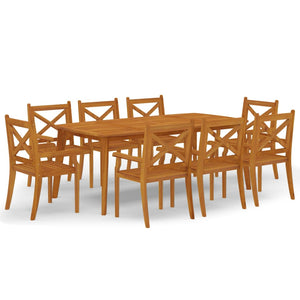 vidaXL 9 Piece Garden Dining Set Solid Wood Acacia