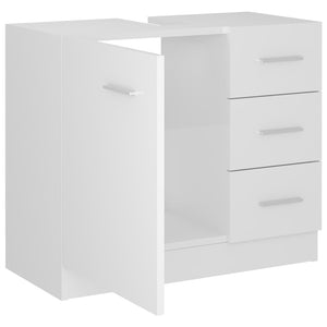 vidaXL Sink Cabinet High Gloss White 63x30x54 cm Engineered Wood