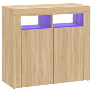 vidaXL Sideboard with LED Lights Sonoma Oak 80x35x75 cm