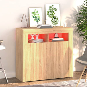 vidaXL Sideboard with LED Lights Sonoma Oak 80x35x75 cm