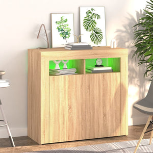 vidaXL Sideboard with LED Lights Sonoma Oak 80x35x75 cm