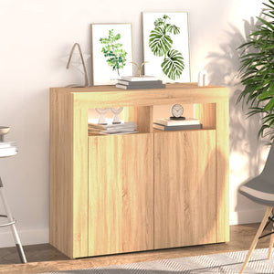 vidaXL Sideboard with LED Lights Sonoma Oak 80x35x75 cm