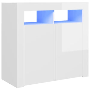 vidaXL Sideboard with LED Lights High Gloss White 80x35x75 cm