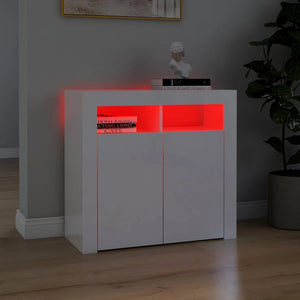 vidaXL Sideboard with LED Lights High Gloss White 80x35x75 cm