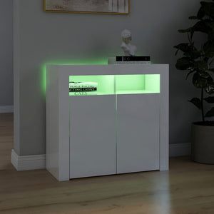 vidaXL Sideboard with LED Lights High Gloss White 80x35x75 cm