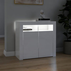 vidaXL Sideboard with LED Lights High Gloss White 80x35x75 cm