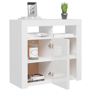 vidaXL Sideboard with LED Lights High Gloss White 80x35x75 cm