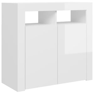 vidaXL Sideboard with LED Lights High Gloss White 80x35x75 cm