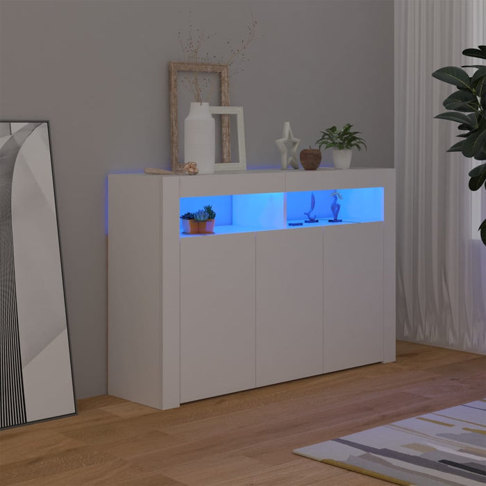 vidaXL Sideboard with LED Lights White 115.5x30x75 cm