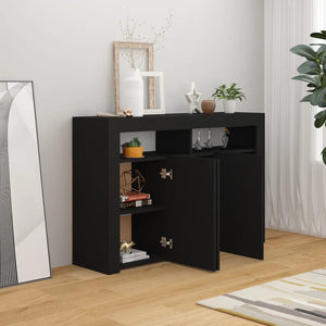 vidaXL Sideboard with LED Lights Black 115.5x30x75 cm