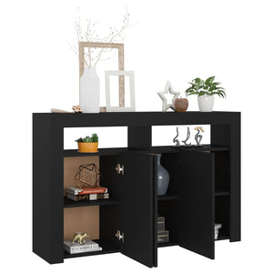 vidaXL Sideboard with LED Lights Black 115.5x30x75 cm