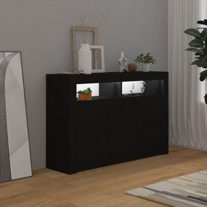 vidaXL Sideboard with LED Lights Black 115.5x30x75 cm