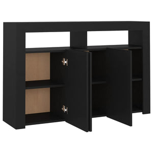 vidaXL Sideboard with LED Lights Black 115.5x30x75 cm