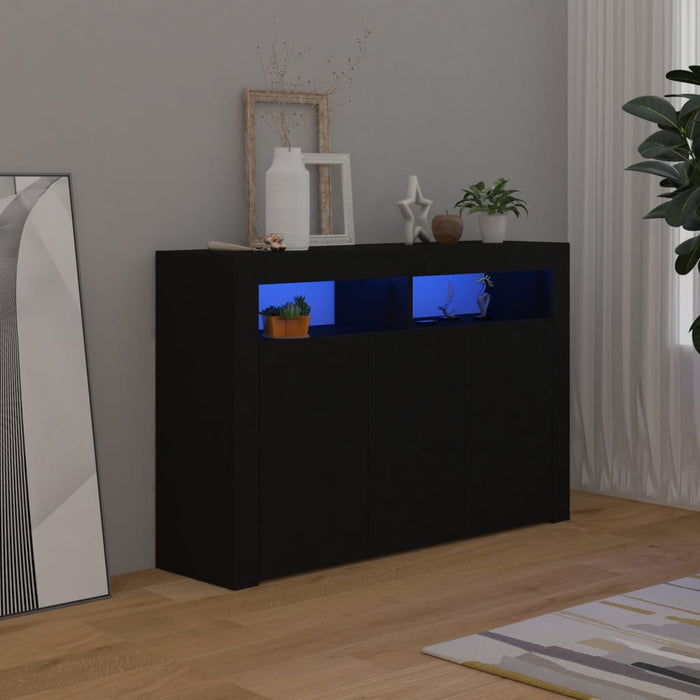 vidaXL Sideboard with LED Lights Black 115.5x30x75 cm