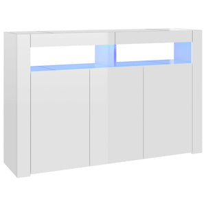 vidaXL Sideboard with LED Lights High Gloss White 115.5x30x75 cm